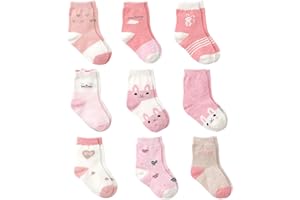 Cotton Coming Rosa Cotone Bambina Neonata Calzini ，9 Paia Carino Bambino Calzamaglie Neonata, Calzini per bambina