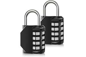 EYLM Candado Combinación Candado Taquilla de 4 Dígitos para Gimnasio, Maleta de Equipaje Puertas Vallas y Caja de Herramientas, Negro x 2 Piezas