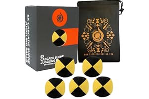 CASCADE JUGGLING 5 x Pro 110g Cascade Suede Juggling Balls - Quality Thud Juggling Balls & Bag - Set of 5 Juggling Balls (Yellow and Black)