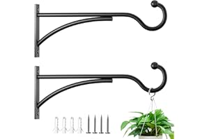 saffruff 2 Pack 28cm Hanging Basket Brackets Outdoor，Wall Hooks for Hanging Baskets & Bird Feeders, Heavy Duty Metal Garden B
