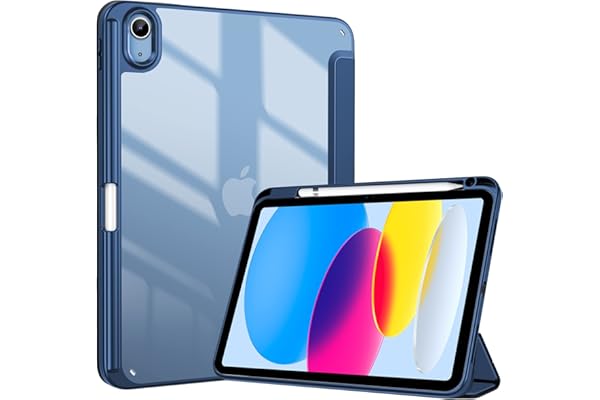 ProCase Coque pour iPad (A16) 11ème Génération 11" 2025/iPad 10ème Génération 10,9" 2022 - avec Porte-Stylet, Arrière Translucide Rigide en PC, Auto-Réveil/Sommeil -Bleu Marine