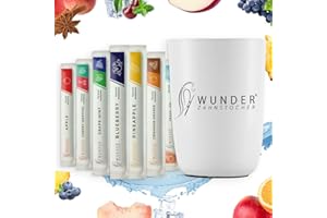 WUNDER ZAHNSTOCHER Wonder toothpicks with Flavor - 80 Individually Packaged toothpicks + 1 Toothpick Holder - Fresh Breath - Elegant Aluminum Holder for Our toothpicks (White Holder + 80-Single Pack)