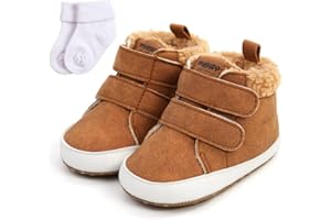 Sehfupoye Baby Boys Girls Winter Warm Snow Booties Sneakers Infant First Walking Shoes Toddler Anti-Slip Soft Shoes Booties for 0-18M with Sock