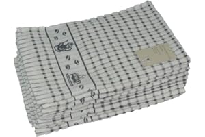 ZIMEL HOMES 3 Kitchen Towels Set - Luxury Large 100% Cotton Terry Towel Check Jacquard Tea Towel Tea Time (Grey)