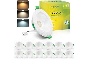 ‎FONDIIZ Fondiiz 12er LED Spots 230V, 4W 570LM Einbaustrahler LED Warmweiß 3000K Neutralweiß 4500K Kaltweiß 6000K, Deckenspots Einbauleuchten 68mm Weiß, IP44 Spots Deckenleuchte Flach für Badezimmer