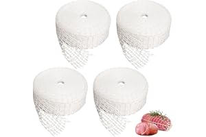 LUMINARYLAIR 4 Rouleaux Rouleaux de Filet à Viande, 1m x 9cm Rouleaux de Filet de Cuisson élastique, Filet à Jambon en Coton,Rouleaux de Filet à Rôtir, pour Rôtir, Cuire et Conserver Viandes, Jambons Saucisses