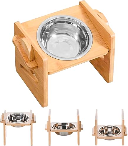 HCHLQLZ Keramische Verhoogde Voerbak Voor Katten En Honden - Met Bamboe Standaard - 15° Hellend - Antislip - Vaatwasmachinebestendig - Geen Morsen HCHLQLZ Keramische Verhoogde Voerbak Voor Katten En Honden - Met Bamboe Standaard - 15° Hellend - Antislip - Vaatwasmachinebestendig - Geen Morsen