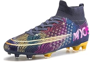 WOWEI Chaussures de Football Homme Crampons Foot Garçon Professionnel High Top Spike Chaussures Antidérapant Athlétisme Entrainement Chaussures Crampons de Sport Adolescents