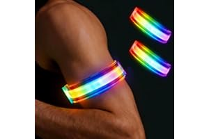 TNSLAND 2PCS Braccialetto LED Ricaricabile, Bracciale Riflettente Impermeabile USB, 7 Colori 3 Modalità Illuminazione, Regolabile Leggero, Braccialetto Luminoso Sicurezza Corsa, Ciclismo, Bambini Cani