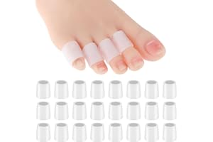 Gjinxi 24 Pcs Silicone Toe Sleeves, Soft Gel Protector Toe Cushions Cuttable Pinky Toe Sleeves Protectors Corn Protectors Pain Relief Toe Tube Pads for Hammer Toe Stubbed Toe Corns Calluses Protect