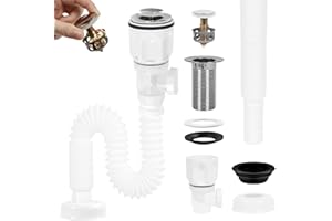 Dachiy Tuyau Flexible D'Évacuation, Suite Égouttoir De Bonde De Lavabo, Siphon Lavabo, Convient Pour La Salle De Bain Et La Cuisine, Extensible De 230-800 mm