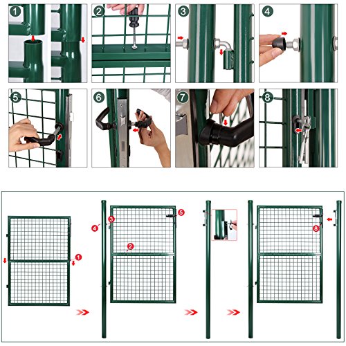 Songmics Gartentür Gartentor Hoftor Zauntür Tor Inkl. Schloss 125 x 106 cm GGD175G - 5
