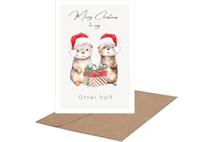 CL&MH Otter Weihnachtskarte, für Partner,Lustige Weihnachtskarte, „Merry Christmas to My Otter Half“, süße Otter-Weihnachtskarte für Ehemann, Ehefrau, Freund,