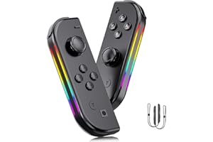 Loofu Manette pour Switch, L/R Manette Switch sans fil Joystick pour Switch/Lite/OLED avec Double Moteur, Capture d'écran, Gyroscope à 6 Axes, RGB