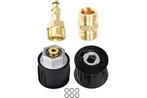 REIWOSEE Adaptadores Para Lavadora a Presión, Acoplador De Latón De Alta Presión Para Lavadora, Conecte Mangueras/Bombas, Adaptador De Manguera (4 Piezas de Latón Negro)