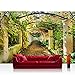 Produktbild Vlies Fototapete 400x280 cm PREMIUM PLUS Wand Foto Tapete Wand Bild Vliestapete - WAY IN MY GARDEN - Garten Terrasse Blumenranken Blume 3D Perspektive - no. 047