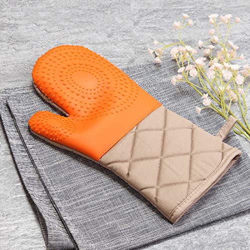 spécification Mitaines de four en coton silicone Haute résistance à la chaleur Résistance à la chaleur 230 ° C Gants anti-chaleur pour barbecue, Cuisson, Cuisson au four (Size : One size, UnitCount : 1 pair)