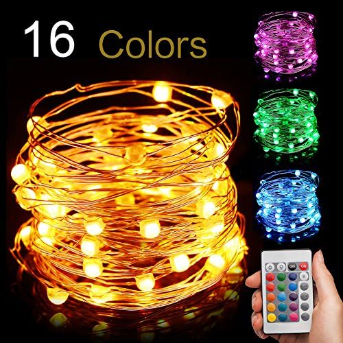 Led String Light Battery Powered, Multi 16 Color Changing 16ft with Remote, Modes Changeable, Waterproof indoor &amp; outdoor 50 Fairy Starry Micro LEDs, for Party Christmas Decorations, Molorical