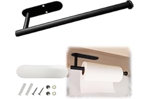 ‎MORROLS MORROLS Küchenrollenhalter Schrank Ohne Bohren Oder Bohrbar Zewa Rollenhalter Unter Schrank Bohren Edelstahl Unterschrank Papierrollenhalter Wand Selbstklebend Halterung,Kitchen roll Holder(Schwarz)