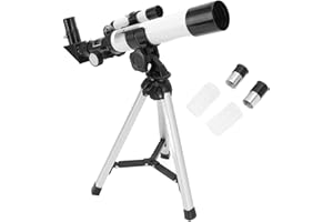 LUQEEG Teleskop z Aperturą 40mm, Przenośny Astronomiczny Teleskop Załamujący o Ogniskowej 400 mm, Profesjonalny Teleskop Astronomiczny Refraktora, Teleskop Dla Dorosłych Dzieci