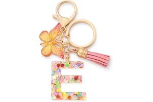 TRAVELKNOT Portachiavi Donna Lettera Farfalla Nappe Ragazza Cute Bambina Verde Iniziale Portachiavi per Bomboniere Auto Zaino