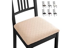 EOZAKAVOD Coprisedie per Sedia 4 Pezzi Coprisedia Elasticizzato Coprisedia Senza Schienale Jacquard Coprisedia Coprisedili da Pranzo Antimacchia per Cucina, Cerimonia Banchetto,Nozze Decor (Beige, 4 Pezzi)-B