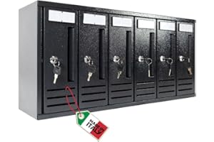 OWIJI Cassetta Postale Esterno Condominiale Made in Italy Antracite 6 Posti Scompartimenti 65 x 18 x 30 cm Apertura Frontale Verticale Casa Ufficio