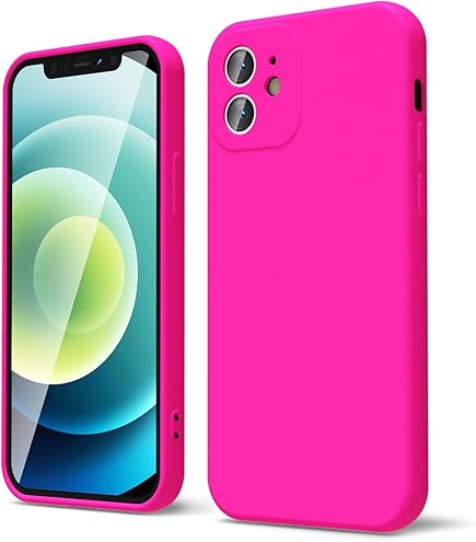 KIOMY Neon Hot Pink Case For IPhone 14 6.1 Inches Shockproof Bumper Protective Silicone Stylish Clear Jelly Cute Cell Phone Back Cover With Bright Vibrant Color For Girls Women