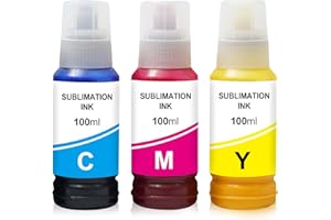 Yongairuink Sublimation Ink Compatible with ET1800 ET2700 ET2800 ET3700 ET3800 ET4700 ET4800 ET5800 ET14000 ET16000 WF3800 WF4800 XP3200 XP4200 series Inkjet Printers for Heat Transfer (1C 1M 1Y)