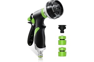 AGAKY Gartenbrause Düse, Gartenschlauch Spritze Metall mit 8 Sprühbilder, Garten Pistole Einstellbarer Wasserdurchfluss, Garten Wasserspritze für Autowaschanlagen, Garten Bewässerung