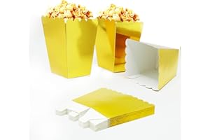 XWCHASA 30 Stück goldene Popcorn-Boxen, kleine Retro-Popcorn-Karton, süße Behälter für Filmnacht, Kino, Filmnacht, Geburtstag, Übernachtungsparty, Leckereien