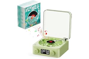 AIPINVIP Vinyl Record Player Portable Bluetooth Record Players Waves Vinyl Player with Speakers,RGB Light,AUX Mode,Support TF Card