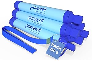 Purewell Outdoor Water Filter Personal Water Filtration Straw Emergency Survival Gear Water Purifier for Camping Hiking Climbing Backpacking