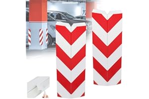 BUZIFU 2 Pcs Protection d'angle Mousse Adhésives,40x15 cm Protecteurs de Porte de Voiture, Pare-Chocs de Garage Mousse Auto-adhésive pour Colonnes,Parc,Porte de Garage,Coin,Mur(Rouge Blanc)
