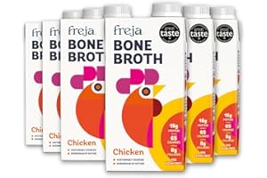 FREJA Caldo de Huesos de Pollo camperos | Colágeno, Proteínas y Aminoácidos | Bajo en Hidratos, Sin Gluten | Líquido Transparente | Ni Cubos ni Polvo ni Concentrado | 6 x 500ml