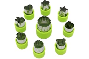 Diagtree Vegetable Cutter Shapes Set (9 Piece) - Mini Cookie Cutters, Vegetable Shape Cutters for Kids, Bento Lunch Box Accessories