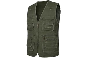 Yukirtiq Hombres Chaleco de Pesca Aire Libre Viajes Deportes Bolsillos Táctica Fotografía Chaquetas sin Mangas para Trabajo Camping Senderismo Chaleco