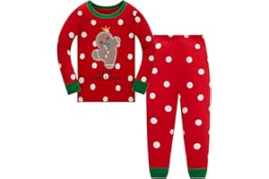 LANGUBABY Weihnachten Kinder Schlafanzug Jungen Pyjama Set Mädchen Nachtwäsche Langarm Baumwolle Schlafanzüge Größe 92-152, 1-12 Jahre