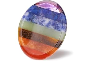GUJOXILA 7 Chakra Thumb Worry Stone Healing Crystals Gifts for Beginner Oval Pocket Gemstones Meditation Chakra Polished Reiki Balancing Energy Massage Crystal