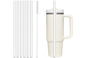 Skythrive Cannucce di Ricambio per Stanley Borraccia da 40 e 30 Once, 6 Cannucce Riutilizzabili in Tritan Trasparente con Spazzola per la Pulizia