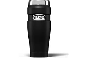 Thermos Stainless King Travel Tumbler & Multi- Purpose Flask- 470ml Insulated Hot & Cold Water Bottle for Daily Commute & Weekend Adventures - Sleek Design in Matt Black, 5-Year Durability