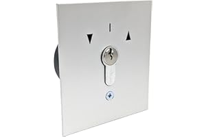 geba Interrupteur à clé encastré US 1-2T/1 - Encastré - Demi cylindre profilé DIN - 2 boutons - 3 clés - Plaque avant en aluminium argenté - Anti-effraction IP54 - Pour porte de garage - Moteur