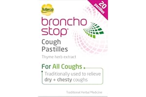 Bronchostop Cough Pastilles (20 Pastilles) - Relief for All Cough Types Including Chesty & Dry Coughs - Non Drowsy Anti Mucus Formula with Traditional Thyme Herb Extract