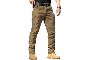 LGGWUNSI Pantaloni Cargo Uomo - Leggeri con Tasche Laterali Pantaloni da Lavoro Uomo Elasticità Morbida Pantalone Colore Puro Resistente all'Usura Autunno e Inverno Abbigliamento S-4XL