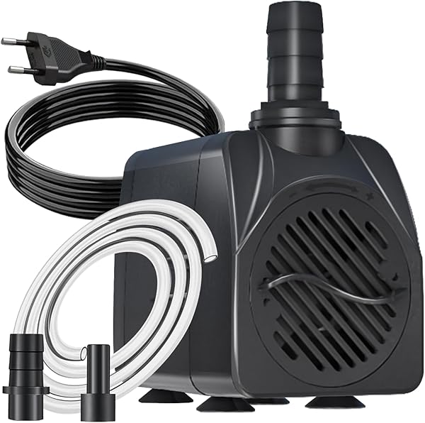 Knifel Springbrunnenpumpe 10W 600L/H Schutz vor überhitzung Funktion Ultra Leise Teichpumpe Wasserpumpen Mit 1.5m Kabel für Brunnen, Hydroponik-Systeme.Tauchpumpe für Aquarien,Durchflussrate. - 1