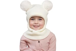 MASOCIO Cappello Passamontagna Bambino Bambina Invernale con PON PON Balaclava Neonato Bimbo Caldo Sciarpa con Cappuccio 1-8 Anni
