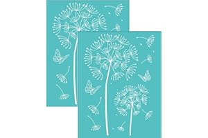 OLYCRAFT Pochoirs auto-adhésifs pour sérigraphie Thème pissenlit Peinture sur bois - 19,5 x 14 cm