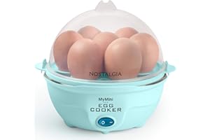 Nostalgia EC7AQ Retro Premium 7 Capacity Electric Large Hard-Boiled Egg Cooker Poached, Scrambled, Omelets, Whites, Sandwiches, For Keto & Low-Carb Diets, Aqua