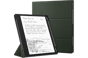 FINTIE Stand Custodia per Kindle Scribe 10,2 Pollici (Modello 2024/2022) con Portapenna - Sottile Leggero Cover Protettiva Case con Auto Sveglia/Sonno per Kindle Scribe 2024, (Verde Alpino)