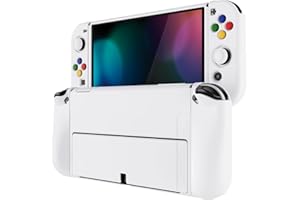 playvital Coque pour Switch OLED,Housse Protection pour Nintendo Switch OLED avec Capuchon Joystick Étui Cover Joycon et Boutons ZealProtect-Blanc
